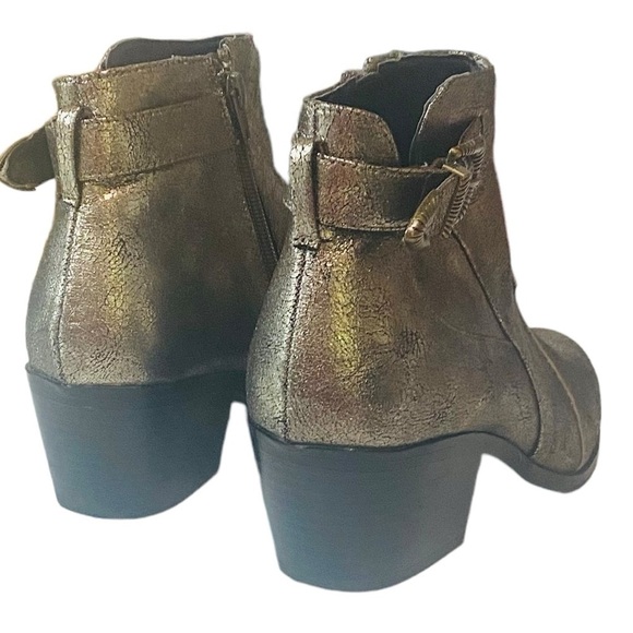 QUPID - SIZE 7 - BRONZE ANKLE BOOTIES - I SIDE ZIP - WESTERN FLARE BUCKLE - S3 - Picture 5 of 15